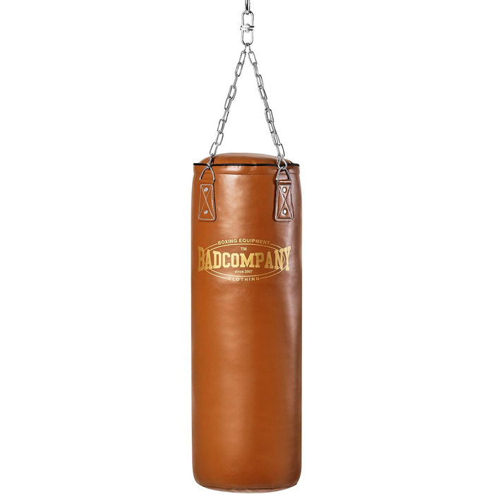 Боксерський мішок Bad Company Retro з металевим ланцюгом, шкірозамінник, 80/100/120/150/180 x 35 см, коричневий (не наповнений)