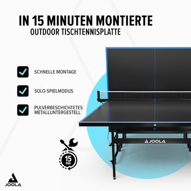 Стол для настільного тенісу JOOLA J100A OUTDOOR - професійний, розкладний, з алюмінієвою поверхнею, для гри на відкритому повітрі