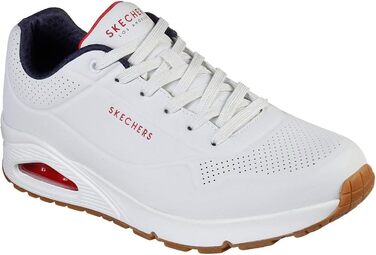 Кросівки Skechers Uno Stand On Air для чоловіків, білі, Durabuck, темно-синій, червона окантовка, 39 EU