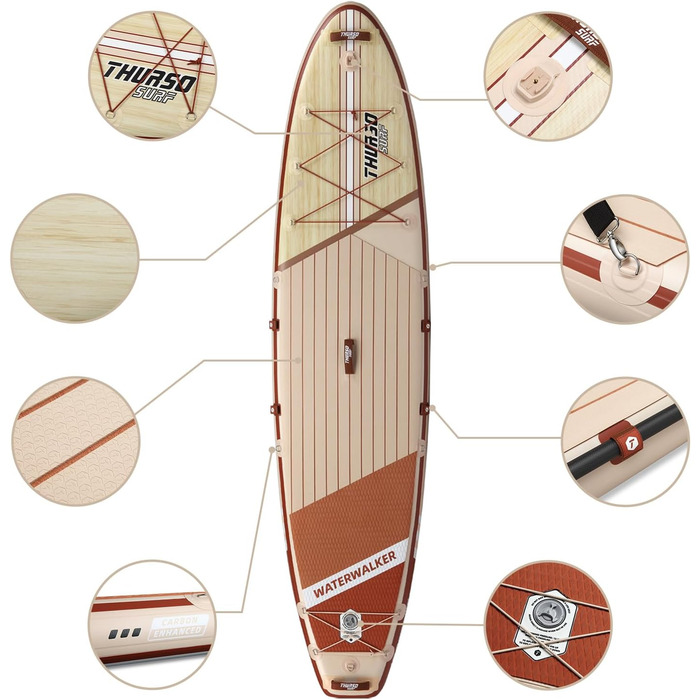 Надувна SUP-дошка THURSO SURF Waterwalker 132 335×81×15 см з карбоновим веслом, рюкзаком, електричною помпою та спіральним страховочним лишем – універсальна для всіх рівнів