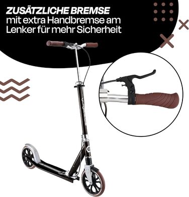 Роликовий самокат GLOBBER NL 205 - для дітей від 8 років, підлітків та дорослих, регульована висота, колеса 205 мм, ABEC 7, чорний