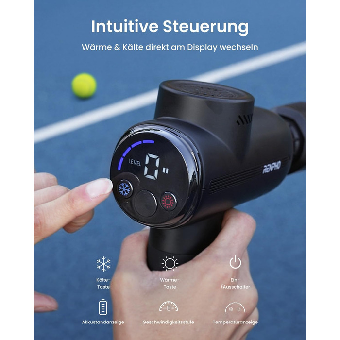 Масажер RENPHO Active Thermacool 2 з підігрівом та охолодженням, 5 швидкостей, 5 насадок, для м'язової терапії