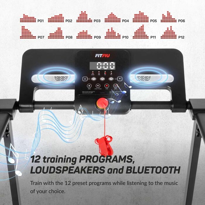 FITFIU MC-100 Складне бігове полотно: 2 нахили, Bluetooth, 12 програм, KINOMAP, до 120 кг, для дому/офісу