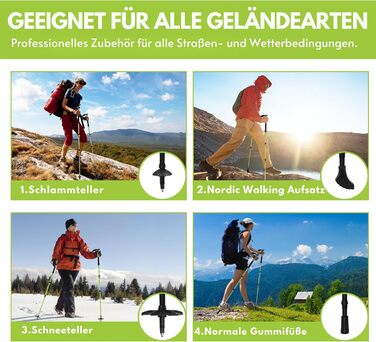 Трекінгові телескопічні палиці Nordic Walking для жінок і чоловіків, алюмінієві, 63-135 см, з корковою ручкою і гумовим наконечником