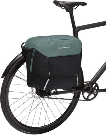 Велосумка VAUDE Cycle Messenger L 20 л з дощовиком, універсальна, чорна/зелена — месенджер для велосипеда