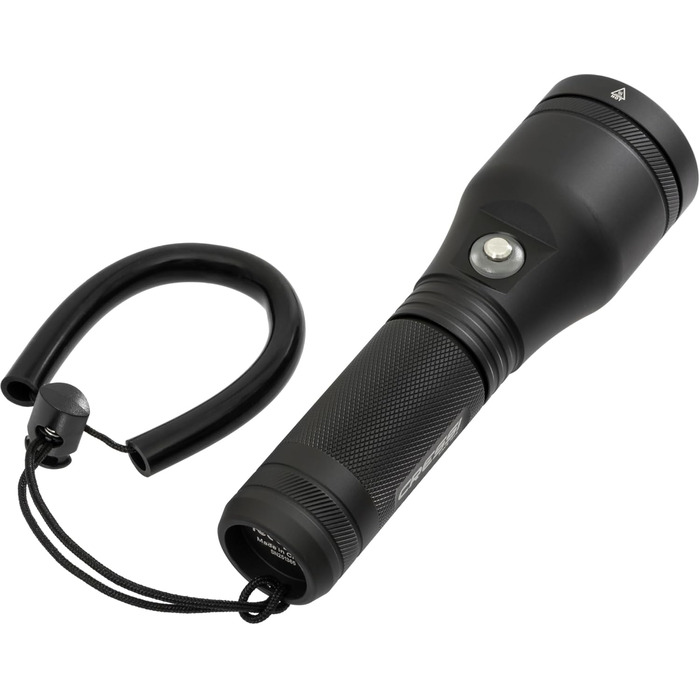 Ліхтар Cressi Astra Black - потужний LED-ліхтар для підводного плавання, риболовлі та досліджень, 2100 люмен, водонепроникний IPX8, 100м, унісекс, чорний