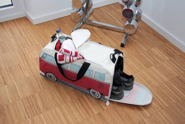 Сумка через плече BRISA VW у вигляді ретро-автобуса Volkswagen T1 Bulli, спортивна, червоно-бежева, 50x25x26 см