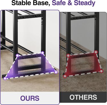 Регульована трирівнева стійка для гантелей Niffgaff з подовженим дном та бічними гачками, міцна, вантажопідйомність 204 кг, для домашньої тренажерної зали (лише стійка)