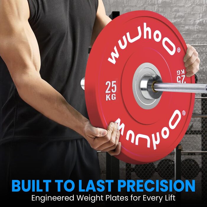 wuuhoo® Pro Competition Bumper Plates Zane – Преміальні олімпійські бамперні диски 50 мм для професійних тренувань, вулканізована сталева втулка