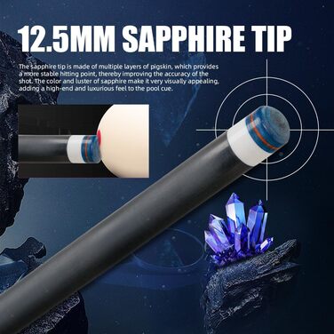 CRICAL Billardqueue з карбонового волокна, 12,5 мм наконечник, 147,3 см, професійний пул-стик для дорослих, повна карбонова технологія, низька деформація, комплект більярдних стиків