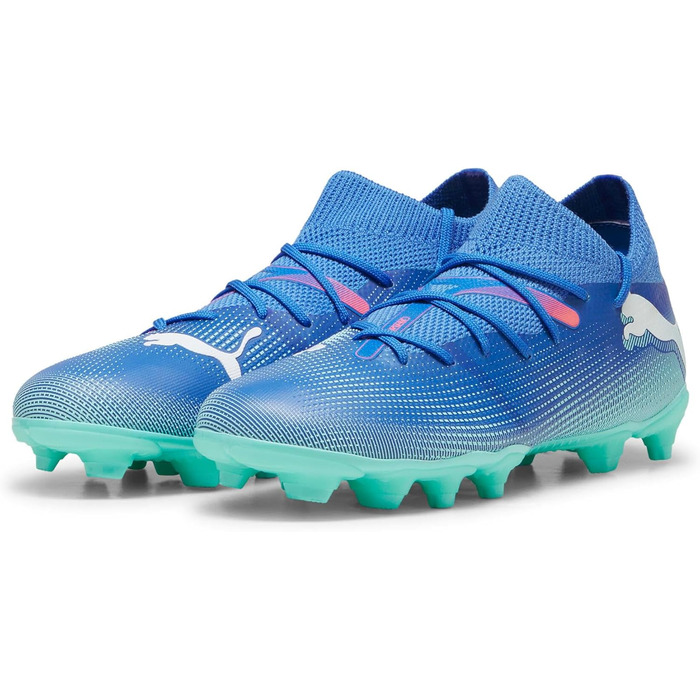 Дитячі футбольні бутси PUMA Future 7 Match Bna Fg/Ag Jr - блакитний/білий/м'ятний, 38.5 EU