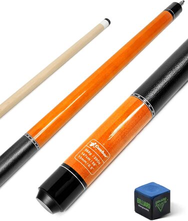 CUEBAR Більярдні кий для дорослих, 147 см, 2 частини, ручка з екошкіри, різні кольори (7 кольорів), вага 510-595 г