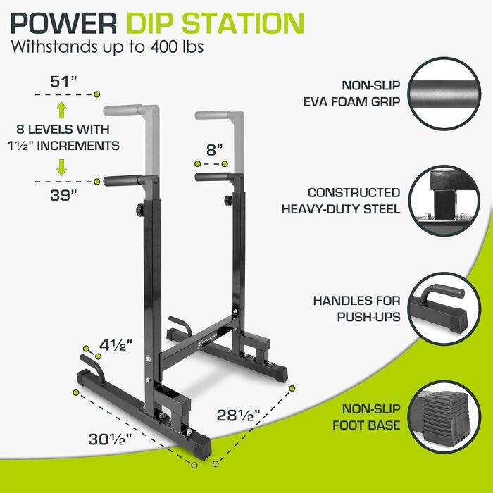Стійка для віджимань ProsourceFit Dip Stand, важка, з'єднувач безпеки, для трицепсів, підтягувань, віджимань, L-ситів, чорна