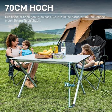 Складаний туристичний стіл EVER ADVANCED 120x70 см, алюміній, 100 кг, для кемпінгу, пікніка, саду, балкону, білий/сріблястий