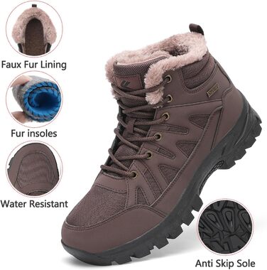 Чоловічі зимові черевики FLARUT: теплі, водонепроникні, для хайкінгу та трекінгу (колір: темно-коричневий, розмір: 39 EU)