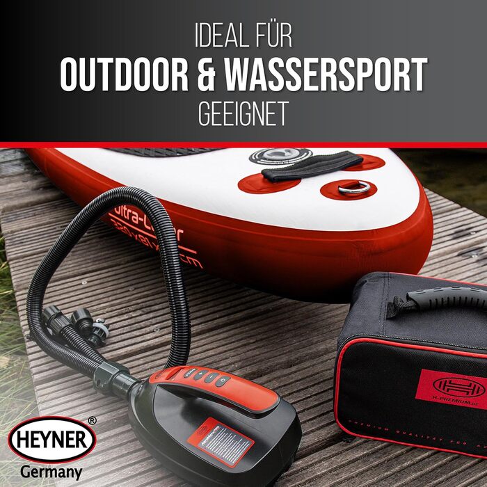 Електричний повітряний компресор HEYNER® SUP 16 PSI для відпочинку та активного відпочинку на природі (12V, KFZ)