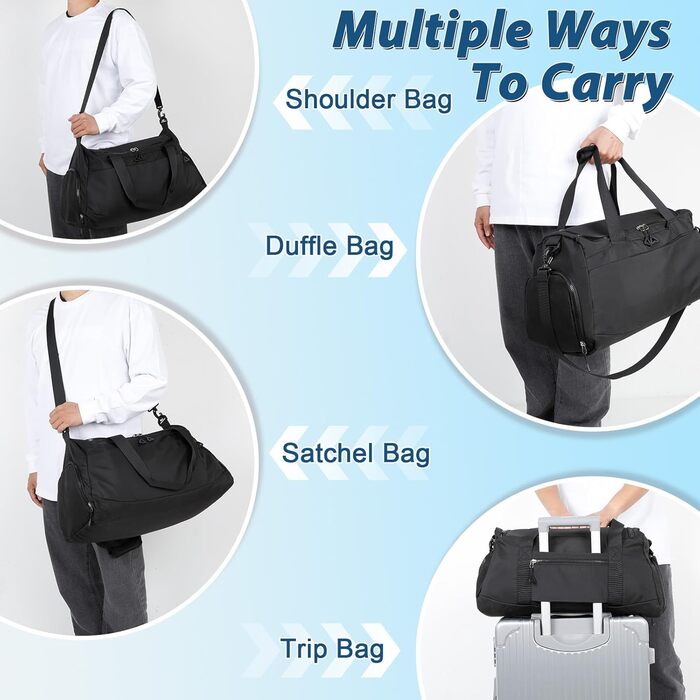 Спортивна сумка Romon для подорожей та тренувань з відділенням для взуття та мокрих речей (39 x 23 x 22 см, чорний)