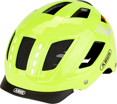 Велошолом ABUS Hyban 2.0 LED з переднім і заднім світлом, жовтий, XL (58-63 см), міцний корпус, для чоловіків і жінок