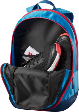 Дитячий тенісний рюкзак Wilson Junior, 2 відділення на блискавці, для 2 ракеток, синій/помаранчевий
