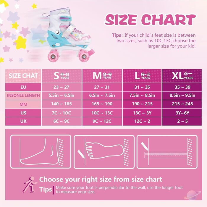 Дитячі ролики A-Rosa L (31-35 EU) з регульованим розміром для дівчаток та хлопчиків