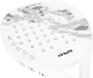 Ракета для падел-тенісу VirtuFit Control - для початківців/гібридна - середній/Fusion Pro - для досвідчених, білий/сріблястий (Fusion Pro)