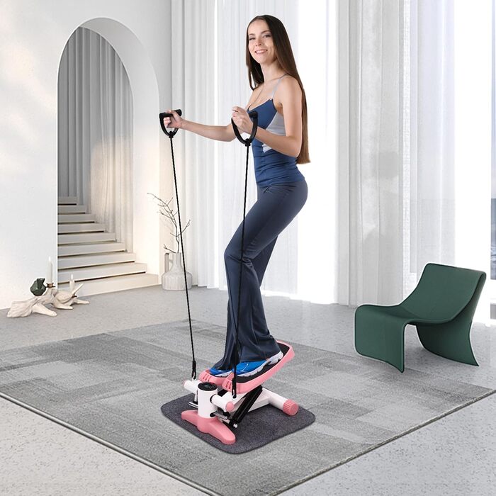 Портативний фітнес степпер Mini Stepper для схуднення та тренувань вдома й в офісі, рожевий
