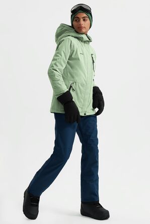 Жіноча гірськолижна куртка GEMYSE, водовідштовхуюча, тепла, вітронепроникна, зимова, зелена (L)