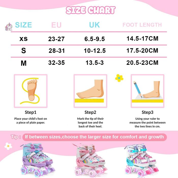 Ролики дитячі та жіночі, світлодіодні, 4 розміри, з сумкою для зберігання, для дівчаток та хлопчиків, початківців (M, Блідорожевий)