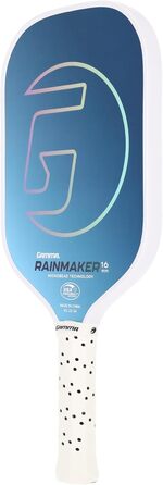 Gamma Rainmaker Плескальна ракетка для піклболу – легка, велика зона удару, поверхня з мікроперлинного карбону для більшого обертання та контролю, регульована вага, 16 мм, 6 кольорів (16 мм, блакитний)