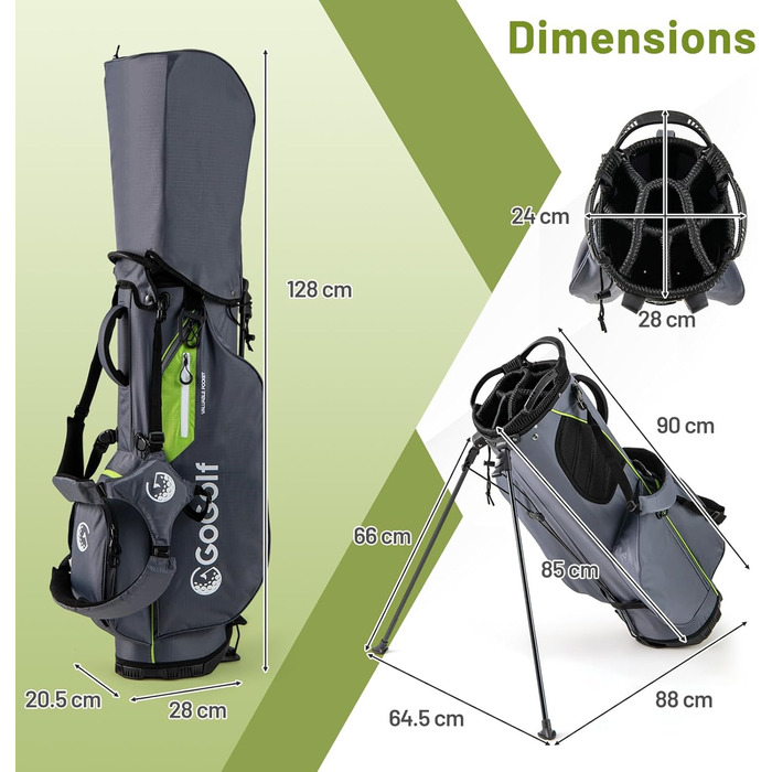 Сумка для гольфу LIFEZEAL: легка, з 8 верхніми відділеннями та 5 кишенями на блискавці, з тримачем для парасольки, водонепроникна, з регульованим плечовим ременем (сіра)