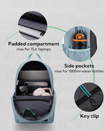 WATERFLY 20L легкий рюкзак для школи та міста з відділенням для ноутбука, універсальний міський рюкзак для чоловіків і жінок, для роботи, спорту, подорожей, туризму