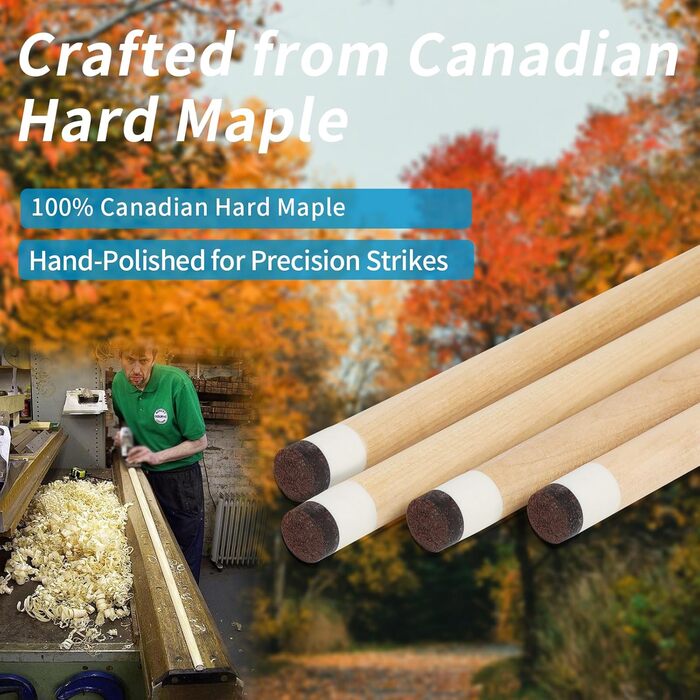 AKLOT Більярдний кий 58' (18oz-21oz) - канадський клен, шкіряна насадка 13mm, 3D ручка, прецизійне з'єднання, для гравців (блакитний, 600g)