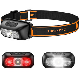 Налобний ліхтар SuperFire LED, 2 шт. Зарядний USB, 5 режимів, регульований, вологостійкий, для дорослих та дітей, біг, рибалка, кемпінг, 5 кольорів