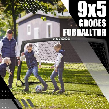 Ворота для футболу RUNBOW для дітей, портативні, для заднього двору, дитячі тренування, з сумкою для перенесення, 2.7 x 1.5 м, чорні