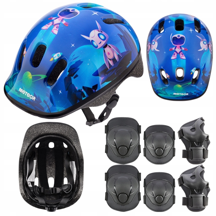 Дитячий велосипедний шолом з регулюванням та комплект захисту для скейтбордингу, розмір XS