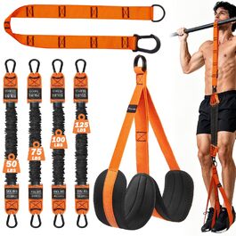 Смуги опору для підтягувань Klimmzughilfe, 50-350lbs, регульований опір та висота, з підставкою для ніг, помаранчеві