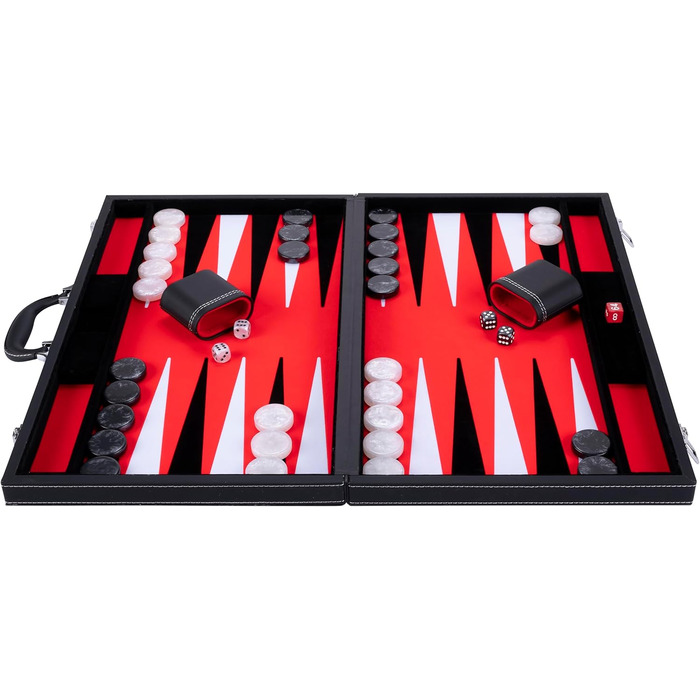 Набір для гри в нарди Engelhart Deluxe 54 см - високоякісні матеріали, нарди з кейсом, кубики та стаканчики