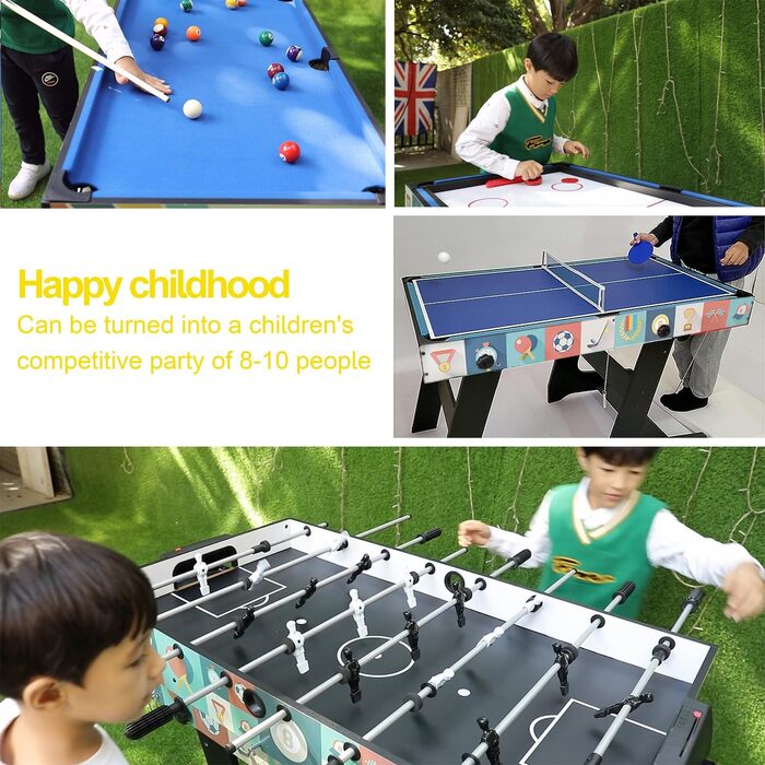 Дитячий ігровий стіл HLC 4-в-1: більярд, хокей на повітрі, теніс, футбол. Розмір 1,2 м