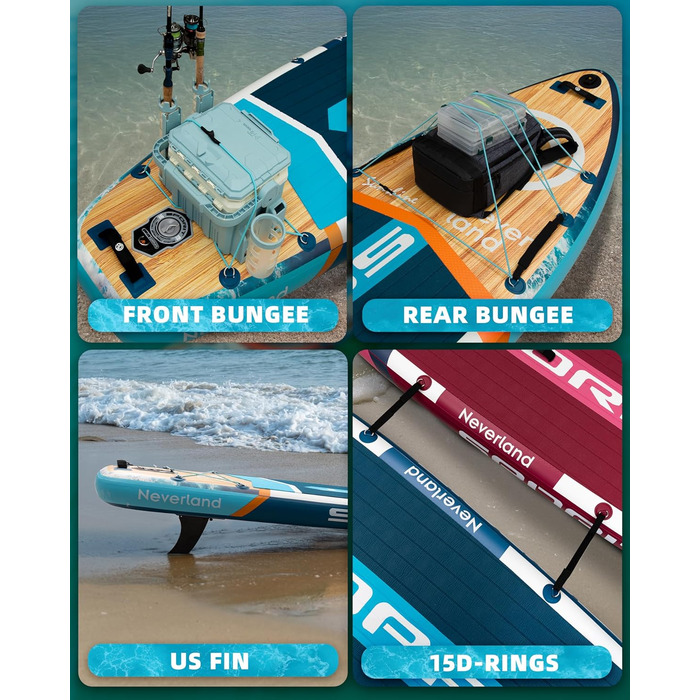 Надувне SUP-борд для дорослих, 204 кг, з сумкою та веслом, блакитний