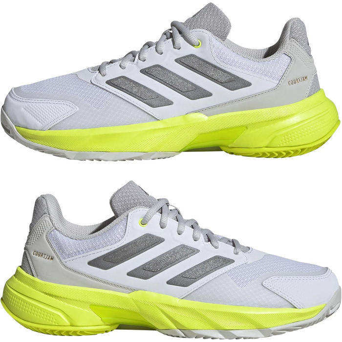 Жіночі тенісні кросівки adidas CourtJam Control 3 для глини, 42 EU, білий/металік/лимонний