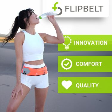 FlipBelt Klassischer Laufgürtel: Пояс для бігу, поясна сумка для жінок та чоловіків, без натирань, для телефону, вологовідвідний, L Carbon