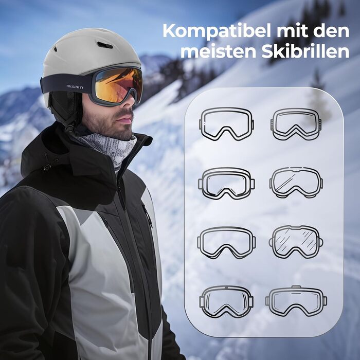 Шолом гірськолижний чоловічий, сірий, з вентиляцією, полікарбонат, захист від ударів, унісекс, розмір L