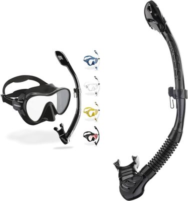 Cressi F1 + Dry Combo – Безрамкова маска та трубка для підводного плавання, снорклінгу, апное та дайвінгу, комплект із сухою трубкою Alpha Ultra Dry