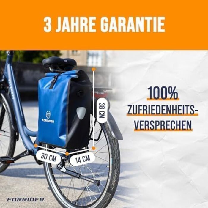Велосипедна водонепроникна сумка Forrider 22 л для багажника з плечовим ременем, універсальна, одиночна