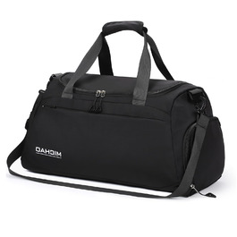 Спортивна сумка для подорожей з відділенням для взуття та вологих речей, водонепроникна дорожня сумка для чоловіків та жінок, 48x23x27 см, ретро-чорна