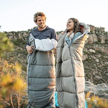 Спальний мішок Naturehike з бавовни з капюшоном, 3-сезонний, легкий, портативний, з'єднуваний, наповнювач M180/M300, високоякісна бавовна, зелений/сірий