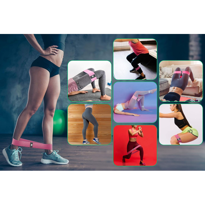 Набір гумок для фітнесу Fit Active Sports (3 шт.) з сумкою для тренувань сідниць, схуднення, розтяжки та вправ для сідниць вдома та спортзалі