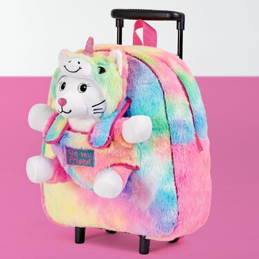 Дитячий рюкзак PERLETTI Kawaii Єдиноріг із роликами, плюшева знімна кішка, м'яка багатобарвна сумка для дівчаток 3-6 років, для садочка