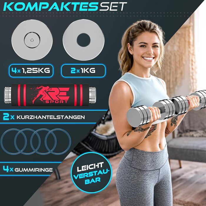 Набір гантелей 2 шт. з масивного сталі 2,5/5/7,5/10 кг | Гантелі з набором ваг та пінополіуретановими ручками | Фітнес гантелі для дому, силові тренування та нарощування м'язів, блакитний (червоний, 2 x 7,5 кг)