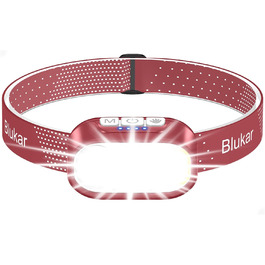 Кепка-ліхтарик Blukar LED з регулюванням температури кольору, перезарядна, 2000L, з червоним світлом та сенсором, 12 режимів, водонепроникна, 30+ годин роботи для надзвичайних ситуацій/кемпінгу/бігу (каштанового кольору)